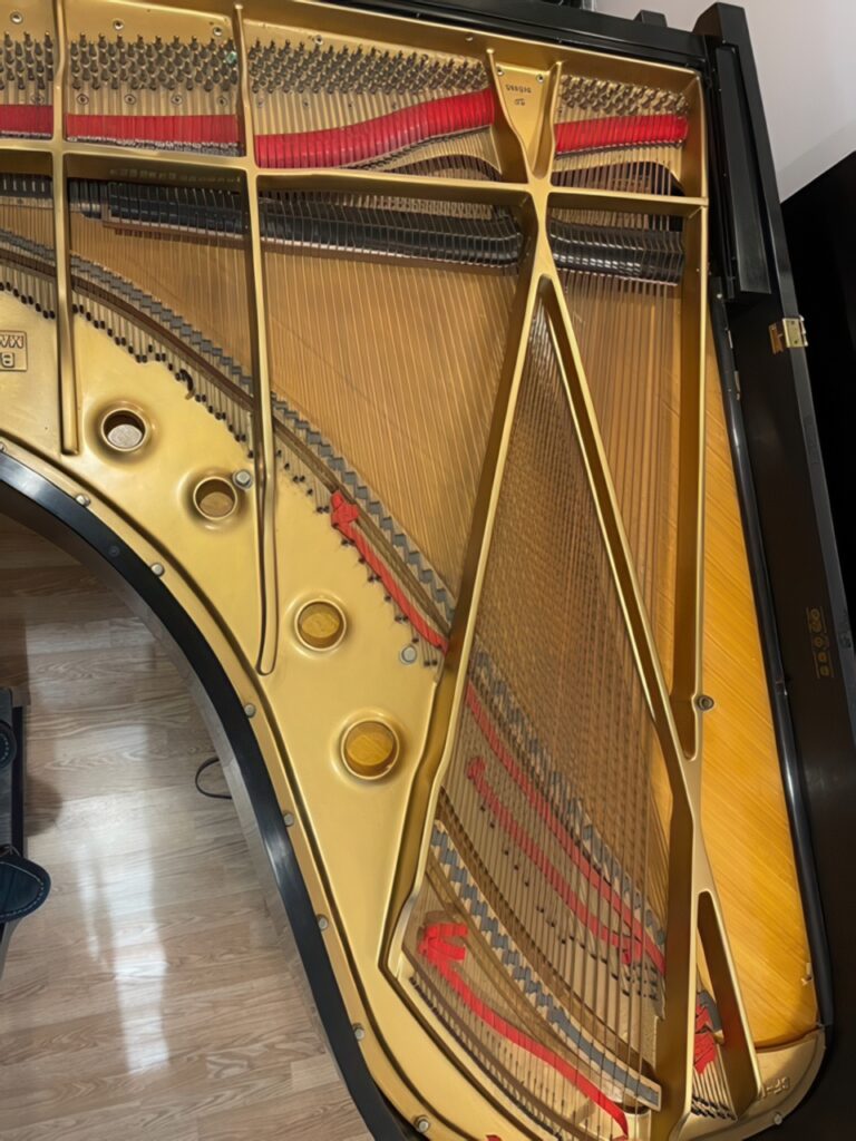 Image showcasing custom piano rebuilds of a Baldwin SF-10 before restoration.